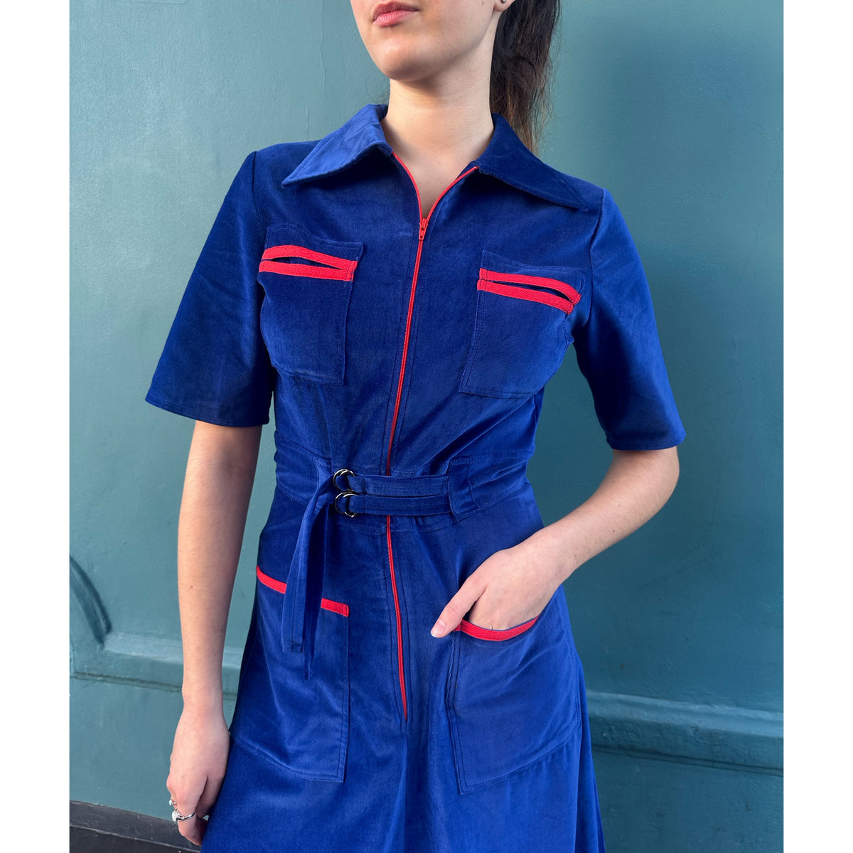 *NEW* Velvet Shirt Dress Cobalt