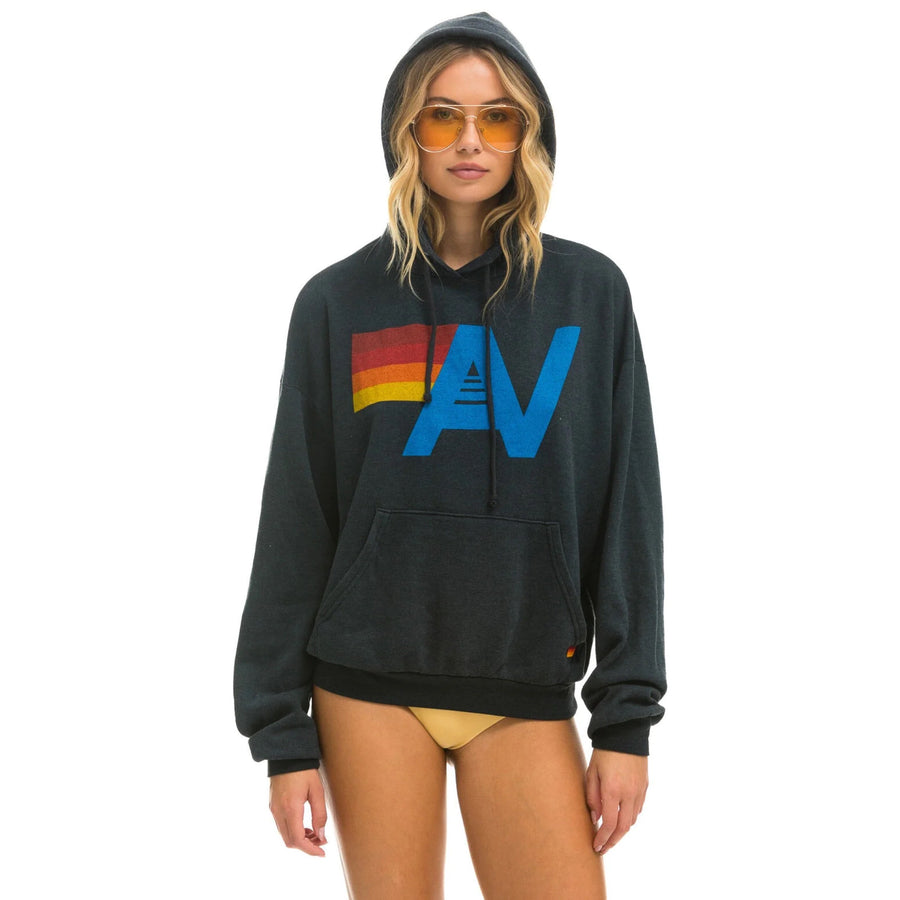 Aviator Nation Logo Pullover Hoodie Relaxed Charcoal