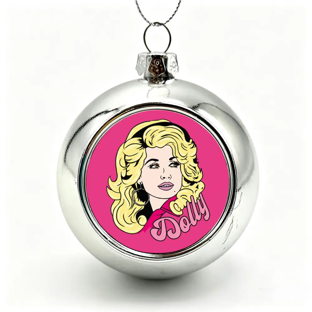 Dolly Country Christmas Bauble Silver