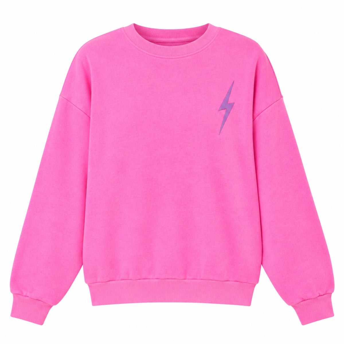 Bolt Stitch Crew Sweatshirt Relaxed Neon Pink