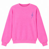 Bolt Stitch Crew Sweatshirt Relaxed Neon Pink