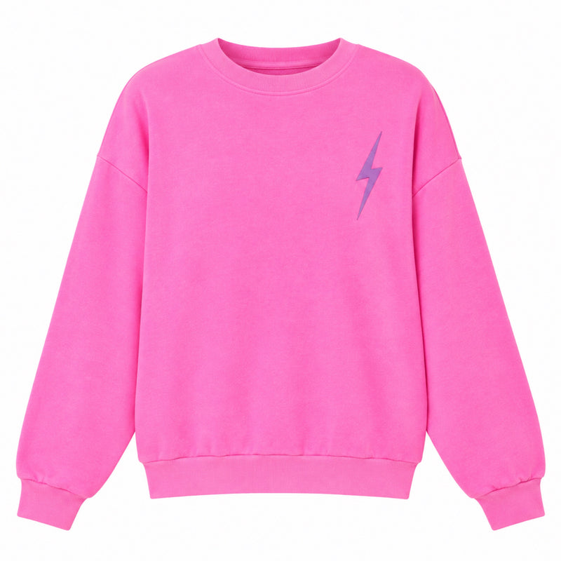 Bolt Stitch Crew Sweatshirt Relaxed Neon Pink