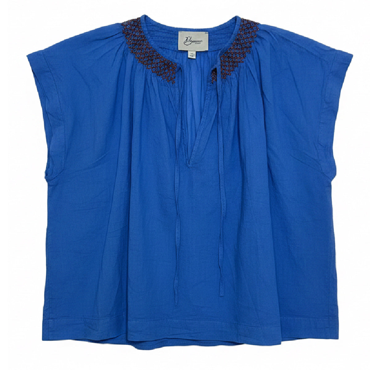 *NEW STYLE*Embroidered Cap Sleeve Top Cobalt