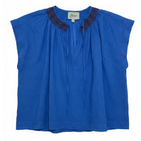 *NEW STYLE*Embroidered Cap Sleeve Top Cobalt