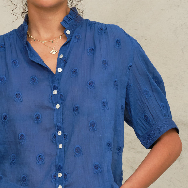 *PRE ORDER* Frani Embroidered Top Cobalt