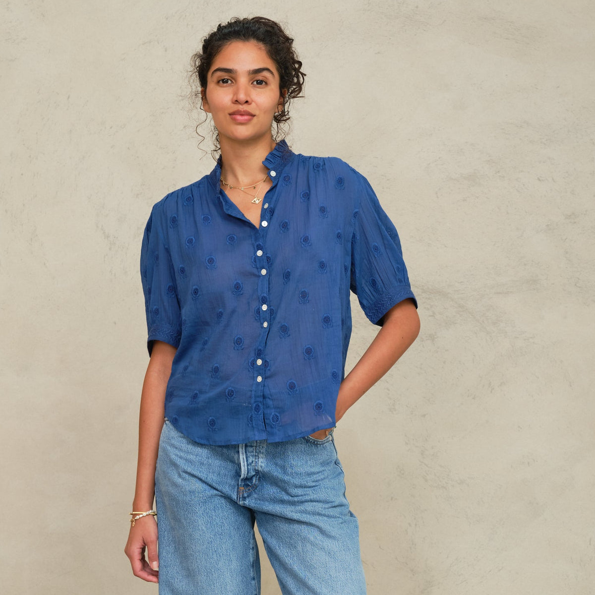 *PRE ORDER* Frani Embroidered Top Cobalt