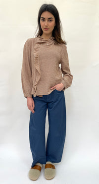 Chocolate Check Ruffle Shirt
