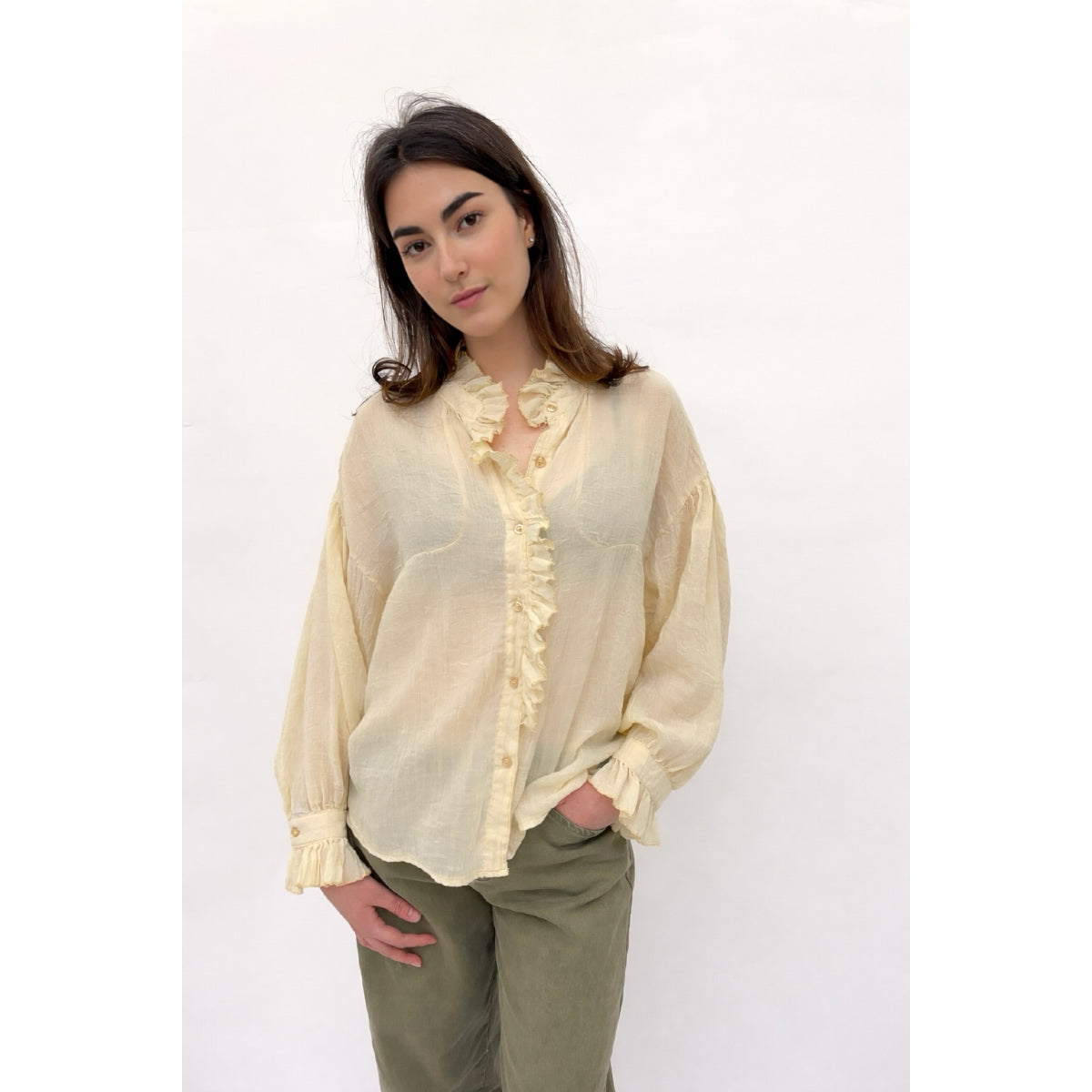 Light Yellow Ruffle Shirt