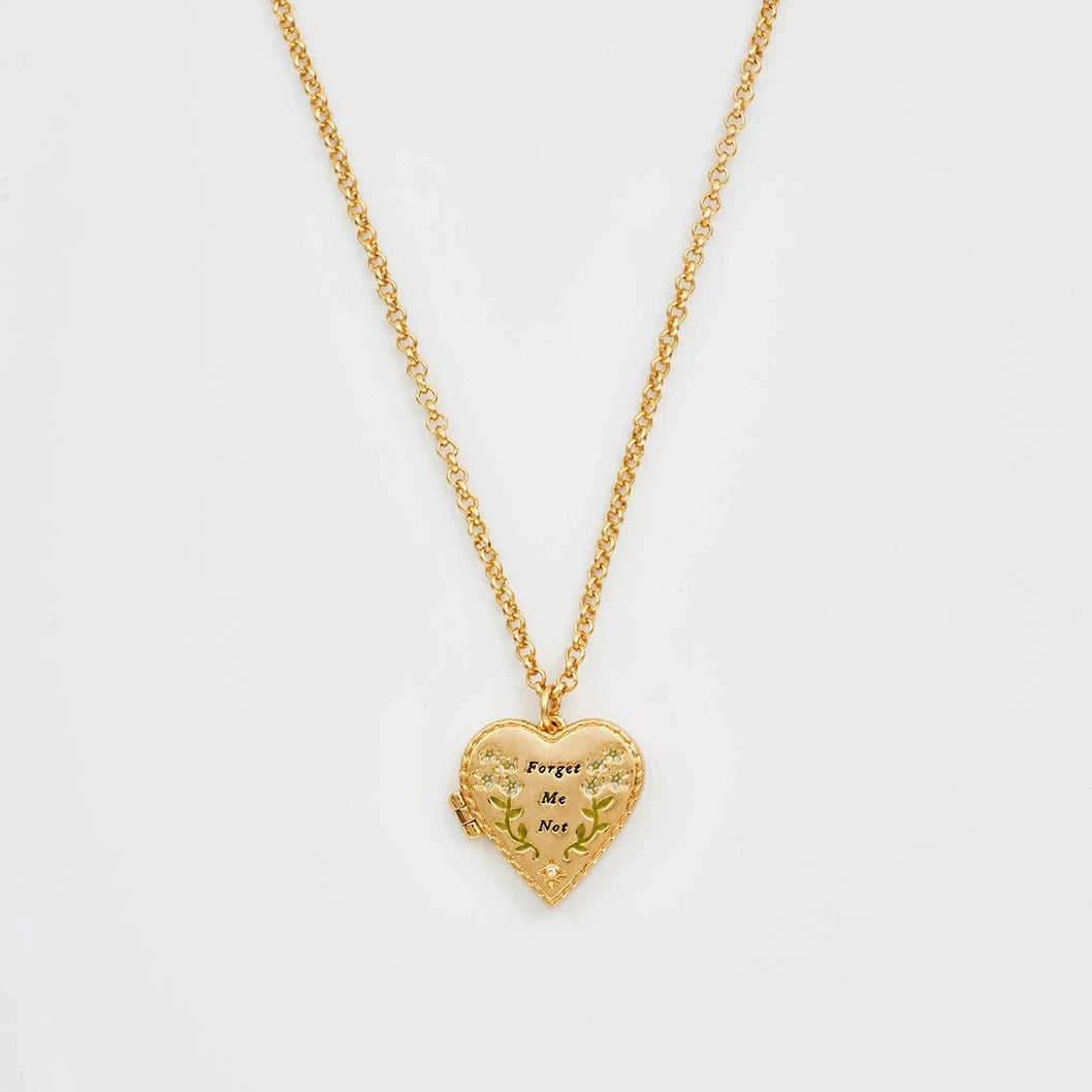 Floral Heart Gold Locket Necklace