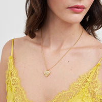 Floral Heart Gold Locket Necklace
