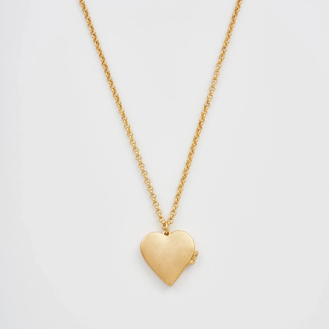 Floral Heart Gold Locket Necklace