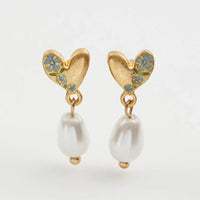 Forget-Me-Not Heart & Pearl Earrings