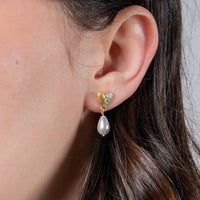Forget-Me-Not Heart & Pearl Earrings