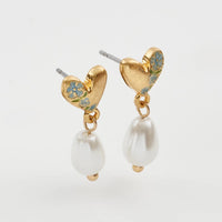 Forget-Me-Not Heart & Pearl Earrings
