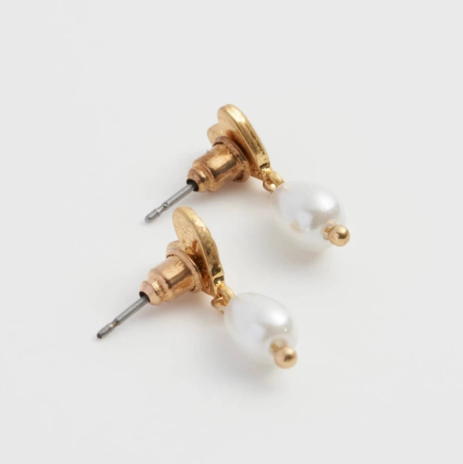Forget-Me-Not Heart & Pearl Earrings