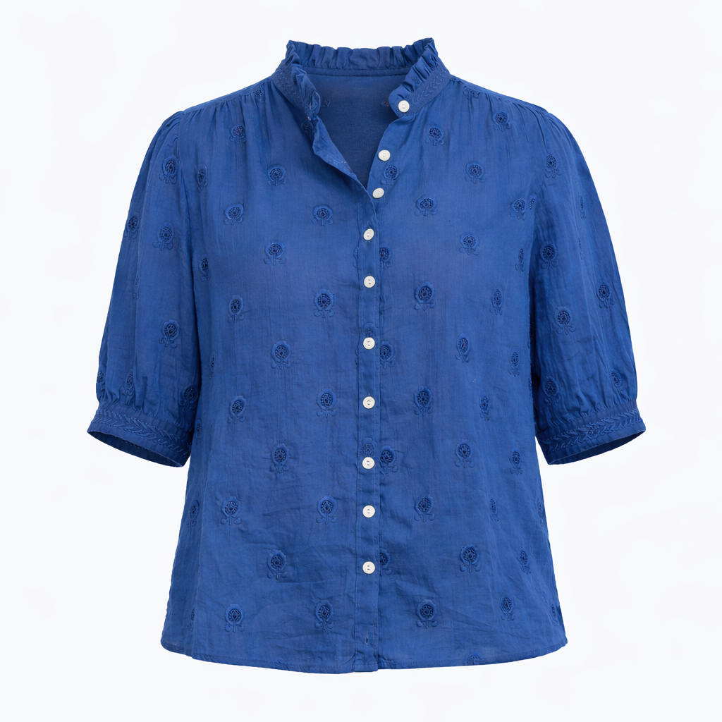 *PRE ORDER* Frani Embroidered Top Cobalt