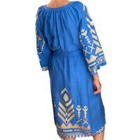 *LANDED* Long Raf belted Feather Dress