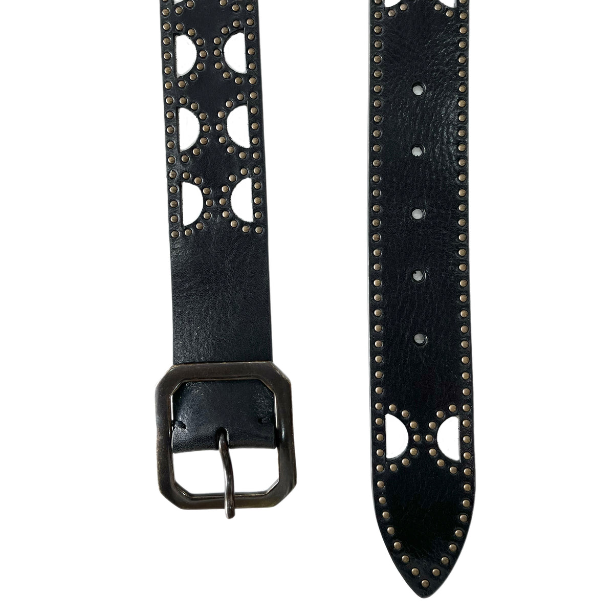 *NEW* Post & Co  Leather Studded Cut Out Belt Seppia