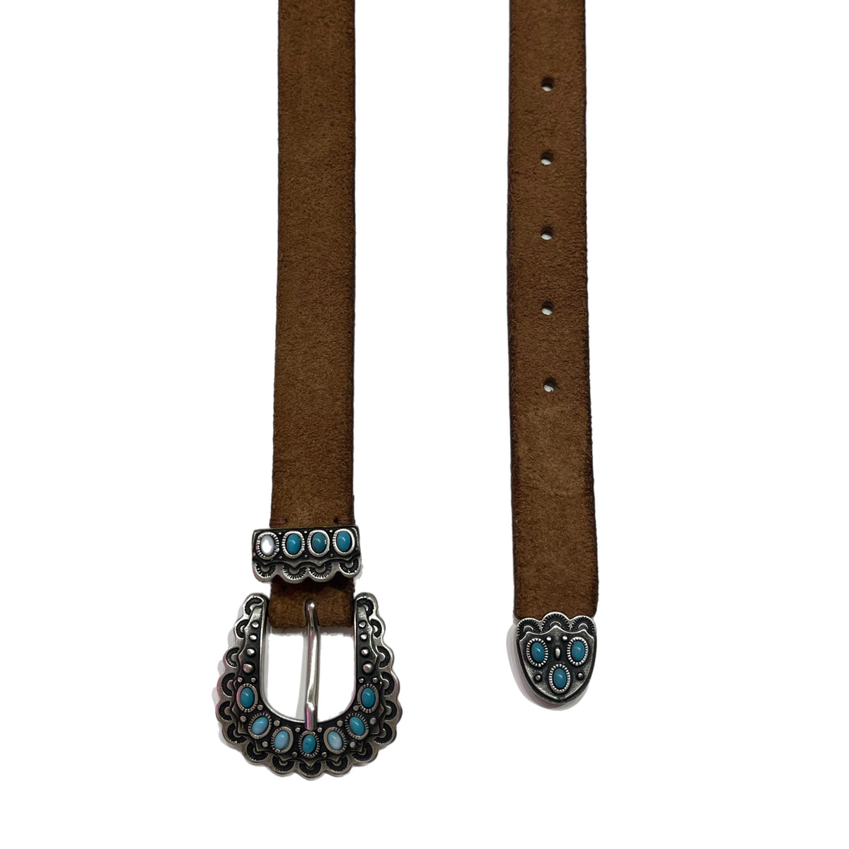 *NEW* Post & Co Suede Leather Belt Cognac