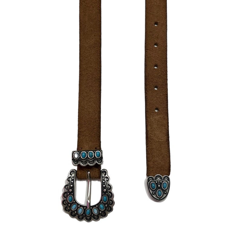 *NEW* Post & Co Suede Leather Belt Cognac