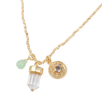 Gold Crystal Charm Necklace