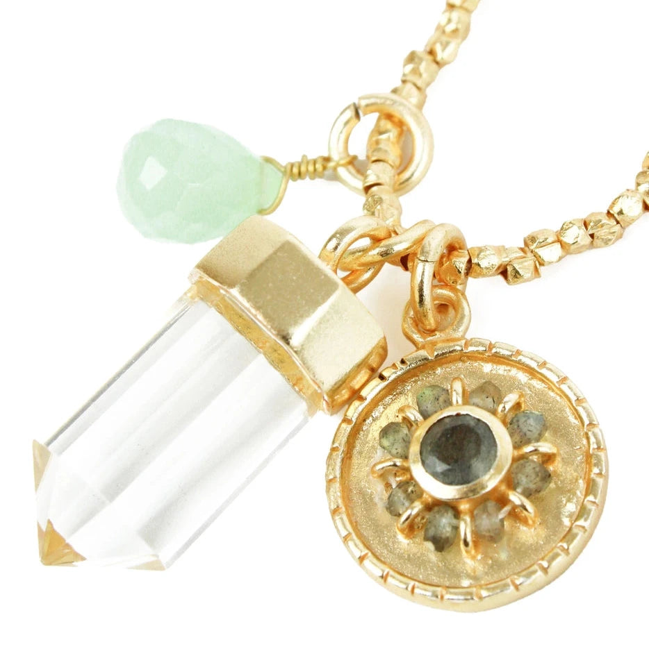Gold Crystal Charm Necklace