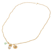 Gold Crystal Charm Necklace