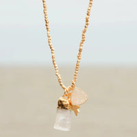 Gold Crystal and Star Charm Beaded Necklace
