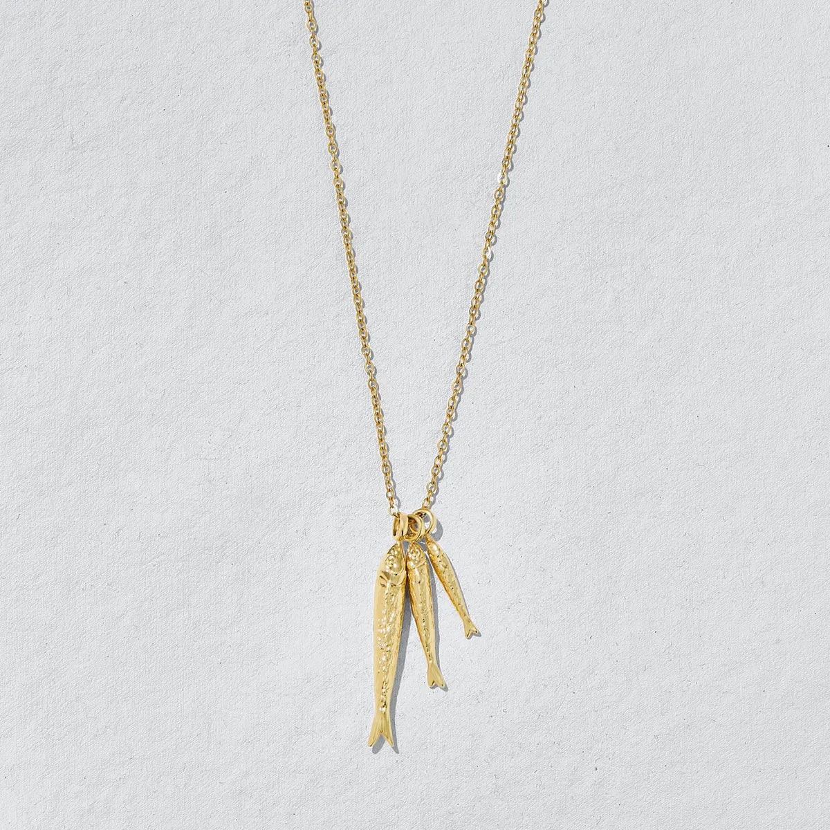 Gone Fishing Gold Charm Necklace