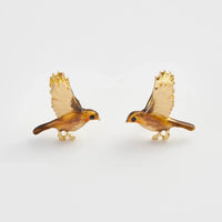 Enamel Flying Robin Stud Earrings