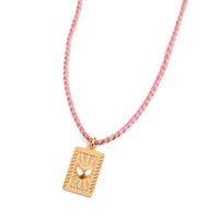 Heart Charm Pink Thread Necklace