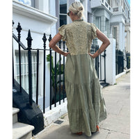 Kori Greek Archaic Long Sleeveless Dress Tea/Gold