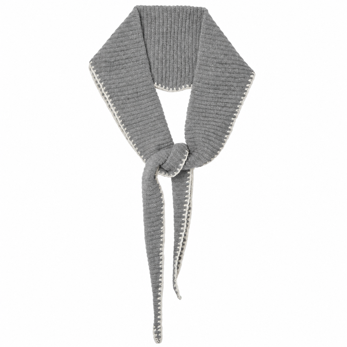 Cashmere Diamond Skinny Scarf Stitching Grey