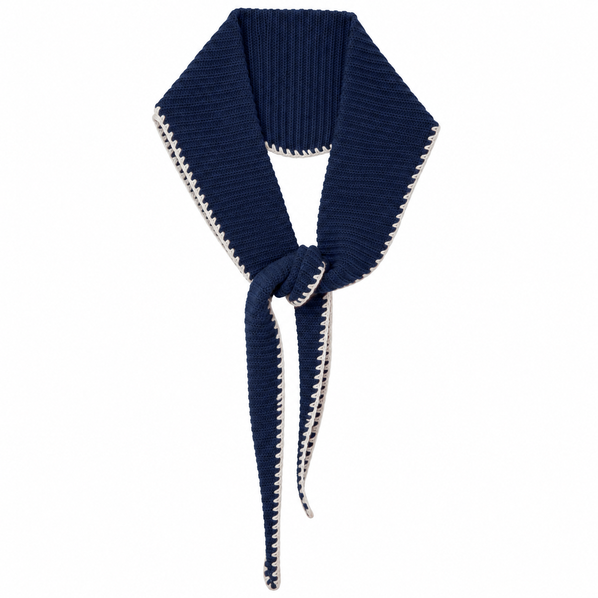 Cashmere Diamond Skinny Scarf Stitching Navy