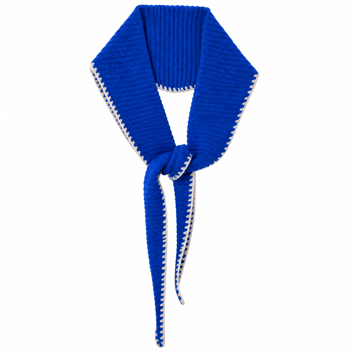 Cashmere Diamond Skinny Scarf Stitching Cobalt