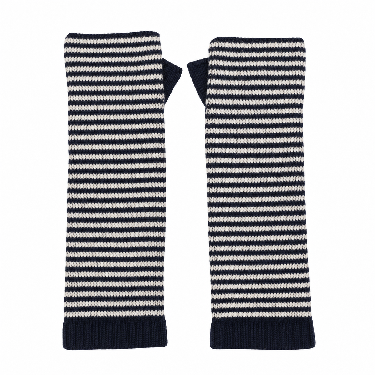 *NEW* Cashmere Stripe Wrist Warmers Navy/White