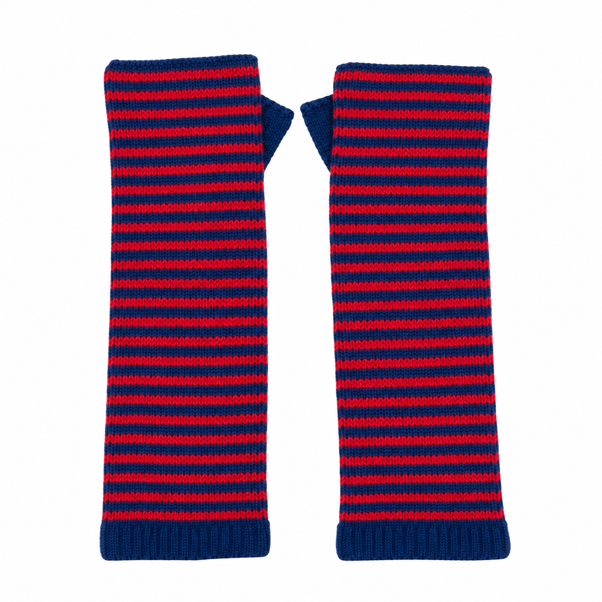 *NEW* Cashmere Stripe Wrist Warmers Red/Navy