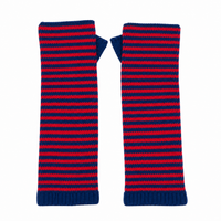 Cashmere Stripe Wrist Warmers Red/Navy