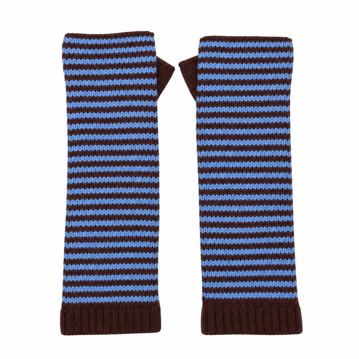 *NEW* Cashmere Stripe Wrist Warmers Blue/Brown
