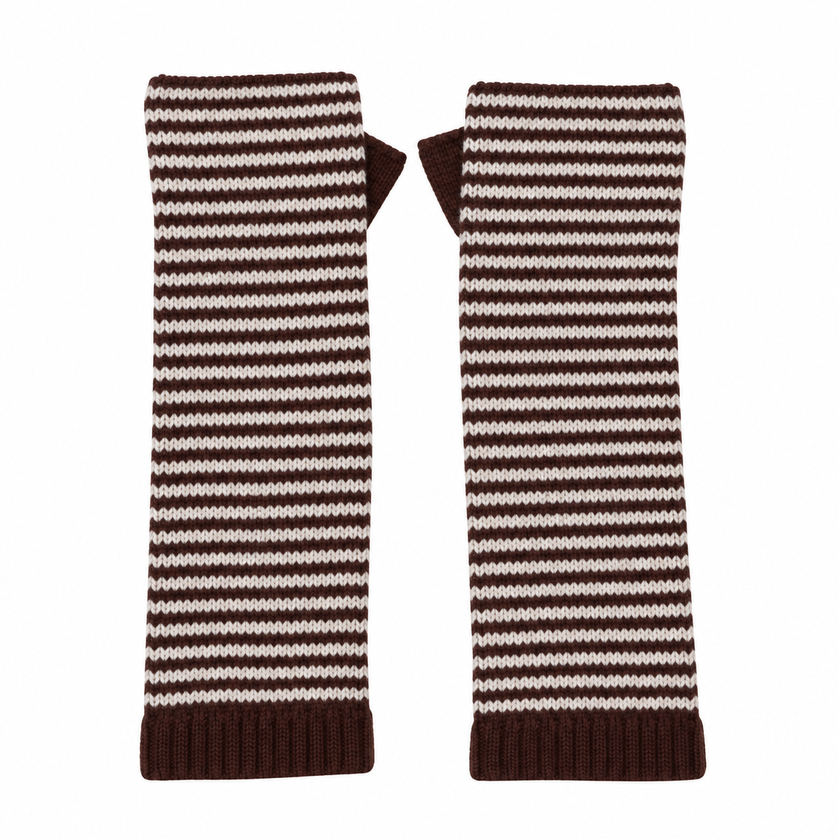 *NEW* Cashmere Stripe Wrist Warmers Brown/Camel
