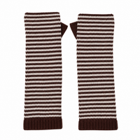 Cashmere Stripe Wrist Warmers Brown/Camel