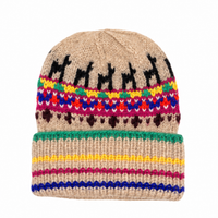 *AW26* Alpaca Llama Motif Beanie Rainbow