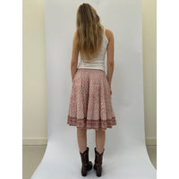 *NEW* Woodblock Knee Length Skirt Pink