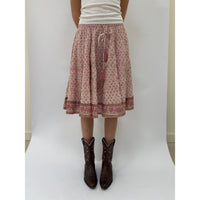 *NEW* Woodblock Knee Length Skirt Pink