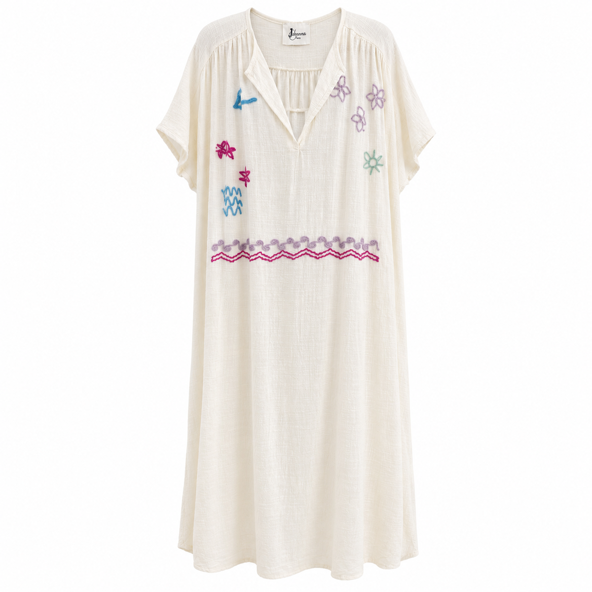 *NEW STYLE" Embroidered Dress White