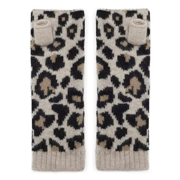 Cashmere Stripe Wrist Warmers Leopard