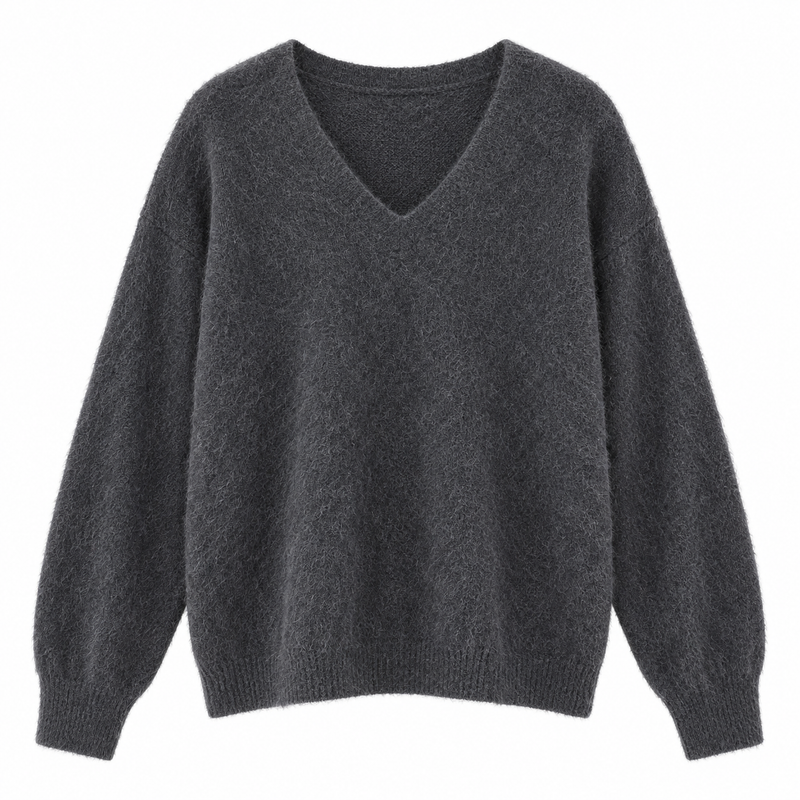 V-Neck Dark Grey Cashmere Pullover