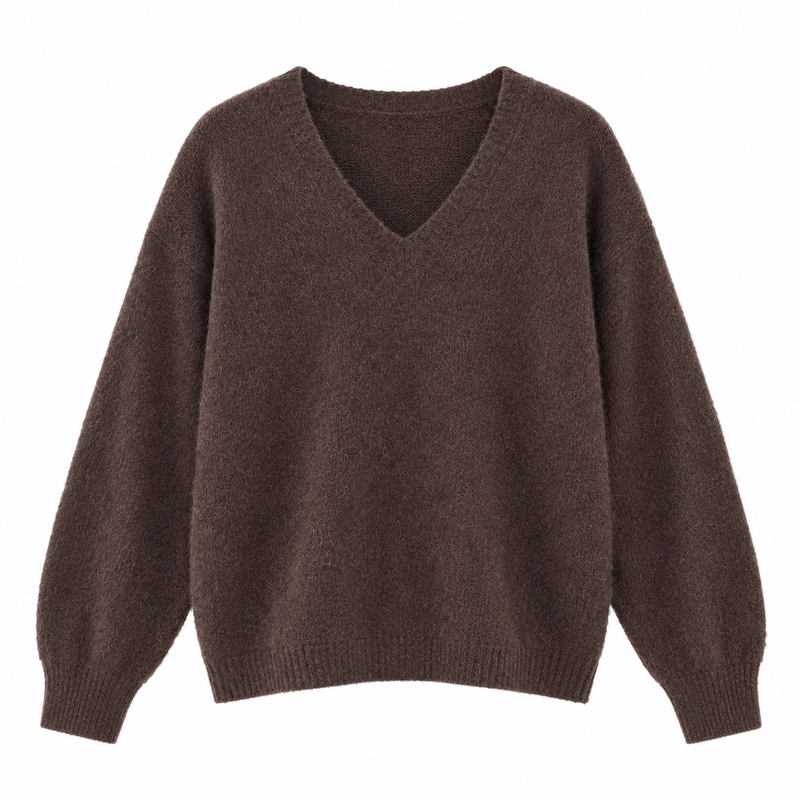 V-Neck Chocolate Cashmere Pullover