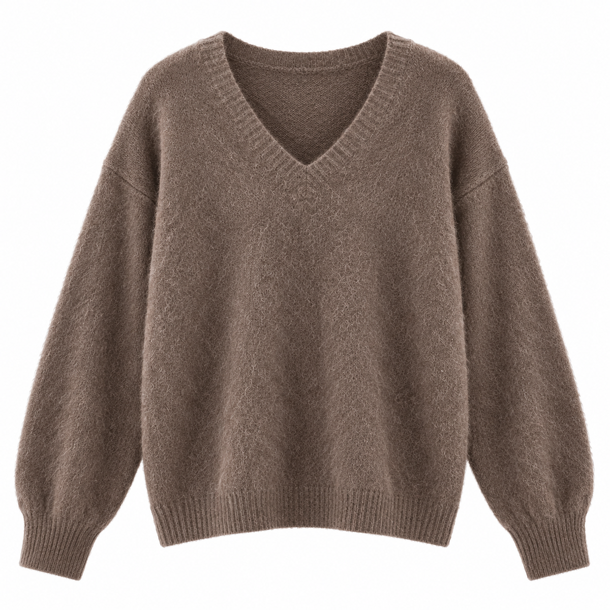 V-Neck Camel Gray Cashmere Pullover