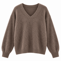 V-Neck Camel Gray Cashmere Pullover